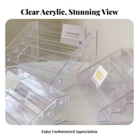 Clear Acrylic Display Stand Space-Saving Multi-Level Pin Holder Easy to Clean Tiered Display Stand for Collectors, Anime Fans, Desktop, Vanity