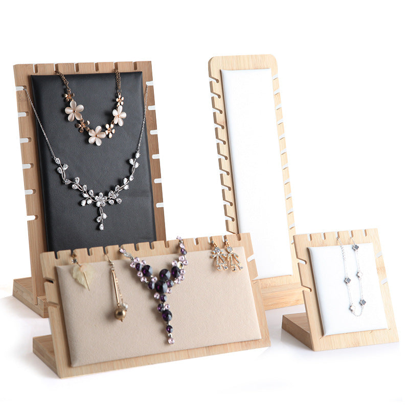 Bamboo & Wood Jewelry Display Stand for Necklaces, Earrings, and Pendants