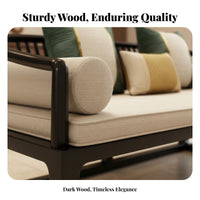 New Chinese design Wooden Frame textile Couch Modern Minimalist Living Room Furniture serene Inspired Sofa Set Comfortable for Villa Owners, Interior Designers, Apartment Dwellers, display Home, Reception Area, Lobby, Office