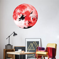 Luminous Moon Wall Decals Halloween Decor Glow in the Dark Witch Self-Adhesive Stickers