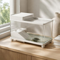 Turtle Habitat Enclosure with Basking Platform Full View Enclosure Drainage