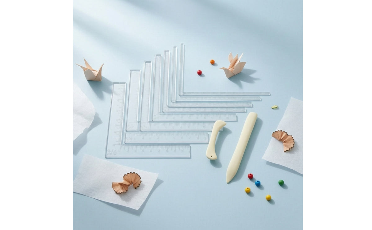 Ruler with Paper Knives Engraved L-Shaped Ruler Compact Measuring Tool for Crafting