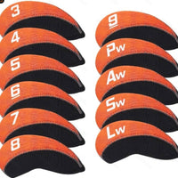 11 Pieces Stitched Edges Iron Safeguarding Cover Set Curved Sleeve Neoprene Golf Covers Black Inner Lining for Storage