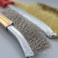 Wire Brush Set with Wood/Plastic Handle for Rust Removal and Metal Cleaning