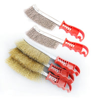 Wire Brush Set with Wood/Plastic Handle for Rust Removal and Metal Cleaning