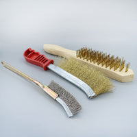 Wire Brush Set with Wood/Plastic Handle for Rust Removal and Metal Cleaning