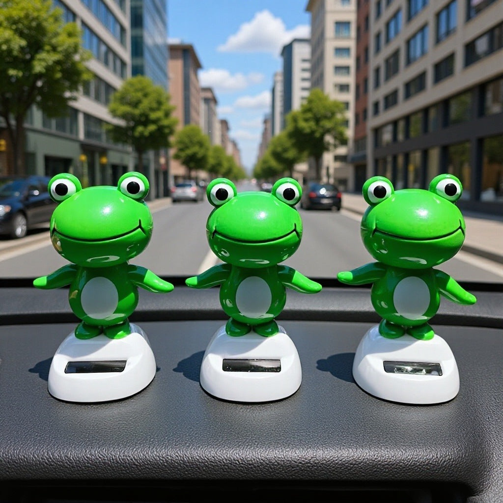 Solar-Powered Big-Eyed Frog Car Decoration Toy