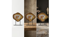 Agate Slice with Metal Stand Minimalist Agate Slice on Stand Modern for Console