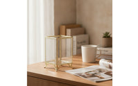 Gold-Tone Makeup Brush Holder Elegant Cosmetic Organizer Vintage Holder with Metal Frame Versatile for Vanity, Dressing Table