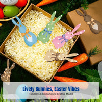 Easter Bunny Stackable Wooden Sign, Countertop Decor, Cute Bunny Ornament, Party Tray Accessory, Multicolor, Farmhouse Style