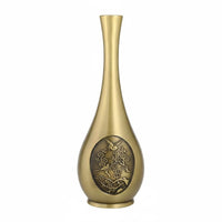 Chinese Design Brass Vase Golden Finish Engraved Brass Vase Compact Size Home Decor for Tabletop, Living Room