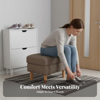 firm Wood Legs Upholstered Wooden Leg Stool firm support Sponge padding Upholstered Rectangular Stool Minimalist Design Footstool Multi-Purpose for Families, Homeowners, Adults, Living Room, Entryway, Hallway, by a Couch
