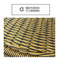 新款家用编织藤椅三件套阳台户外庭院桌椅简约休闲单人椅靠背椅子 升级款大号 黑色 黑漆