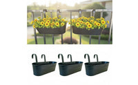 3 Pieces Railing Planter Space Saving Hanging Planter Rectangular Plant Holder for Gardeners, Patio