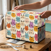 Sewing Machine Dust Cover with Cute Cat Print, Foldable Protective Cover for Home Sewing Machines