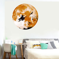 Luminous Moon Wall Decals Halloween Decor Glow in the Dark Witch Self-Adhesive Stickers