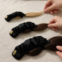 Satin Pleated Banana Hair Clip for Ponytails and Updos, Vertical Twist Hair Claw for Thin Hair