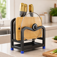 Heart-Shaped Stainless Steel Kitchen Shelf, Wall-Mounted Kitchen Shelf for Cutting Boards & Knives, Modern Kitchen Storage with Drip Tray & 2 Hooks