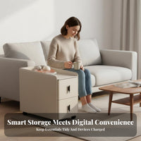 Multi-Functional curved framed Rolling Table Movable Design Rolling Intelligent-CTable Modern design Household Furniture Built-in Storage for homeowners, Apartment Dwellers, Home paleice Workers, Living Room, Sofa Side, Bedroom