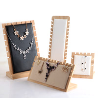 Bamboo & Wood Jewelry Display Stand for Necklaces, Earrings, and Pendants