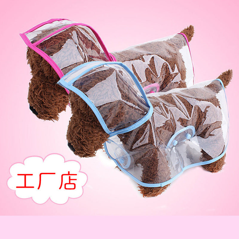 Pet Dog Raincoat Transparent Plastic Fashion Rain Poncho for Small to Medium Dogs