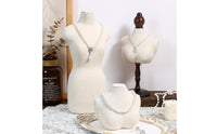 Necklace Display Bust Textured Necklace Drop Display Bust Textile Mannequin Jewelry Stand Neutral Linen Necklace Stand Elegant