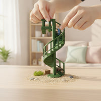 Miniature Spiral Staircase Wooden Staircase with Round Base Compact Decor for Hobbyists, Collectors, Dioramas, Miniature Gardens, Holiday Displays