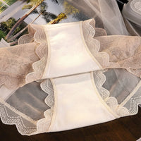 Underwear Women with Lining and Extended Coverage, Knickers with Mesh Lace Overlay, Breathable Panties for Everyday Wear