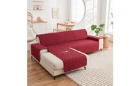 Double-Sided Sectional Couch Cover with Chaise Machine Washable Sectional Sofa Cover Water Resistant Furniture Protector Easy to Install for Families, Living Room