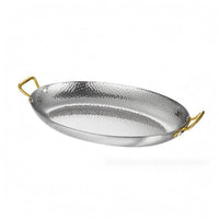 Hammered Stainless Steel Serving Pan Raised Rims Hammered Serving Uncovered Pan-Top