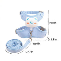 Small Dog Harness and Leash Set, Soft Vest for Cats, Adjustable Dog Chest Strap with 1.2m Lead, Double Buckle No Pull Dog Walking Harness Toy Poodle
