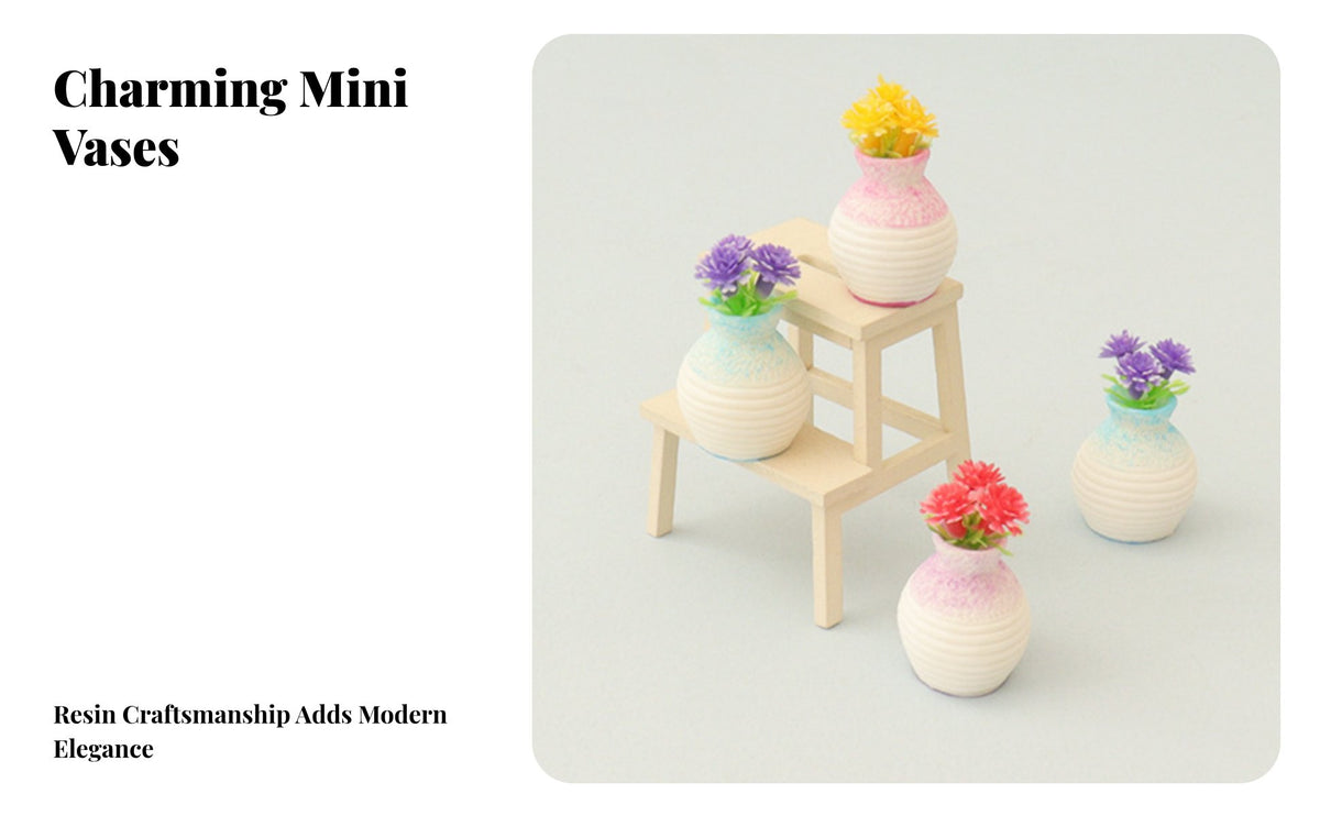 Miniature Flower in a Vase Photography Prop Micro Landscape Model Creative Design Small Resin Vase for Hobbyists, Diorama, Desktop Decoration, Fairy Garden