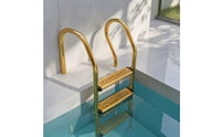 Stainless Steel Pool Ladder Gold-Toned Pool Ladder with Handrail Brushed Finish for Homeowners, Backyard