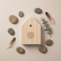 Compact House-Shaped Sound Machine White birdSong Sound Machine Sensor Window Indoor Device Side Buttons