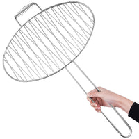 Stainless Steel Grilling Basket with Handle for Fish, Vegetables, Meat, and Burgers - BBQ Tool