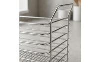 Ventilated Stainless Steel Wire Basket Silver Shiny Finish Handled Basket Raised Handles Household Storage Rectangular