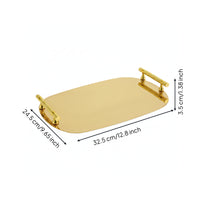Mirror-Polished Serving Tray with Handles Decorative Stainless Steel Serving Tray Silver Platter Modern for Vanity