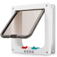 Pet Cat Dog Flap Door with 4-Way Locking for Free Entry and Exit Control