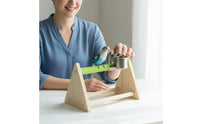 Solid Wood Desktop Bird Perch with Feeding Cups Interactive Platform Triangle Bird Stand Rough Surface for Small Parrots