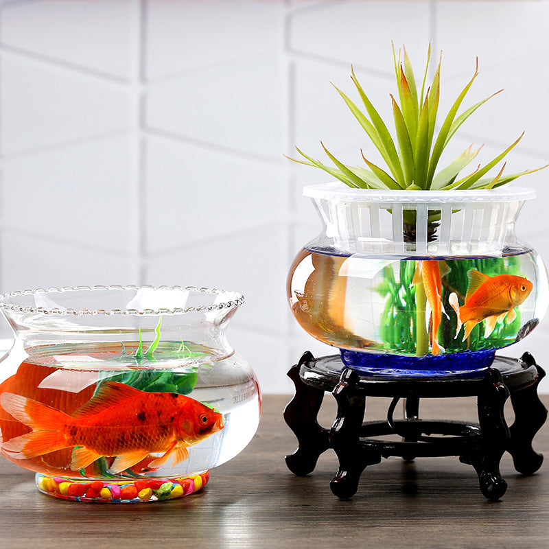 Lace Glass Fish Tank Creative Desktop Ecological Aquarium for Home Office