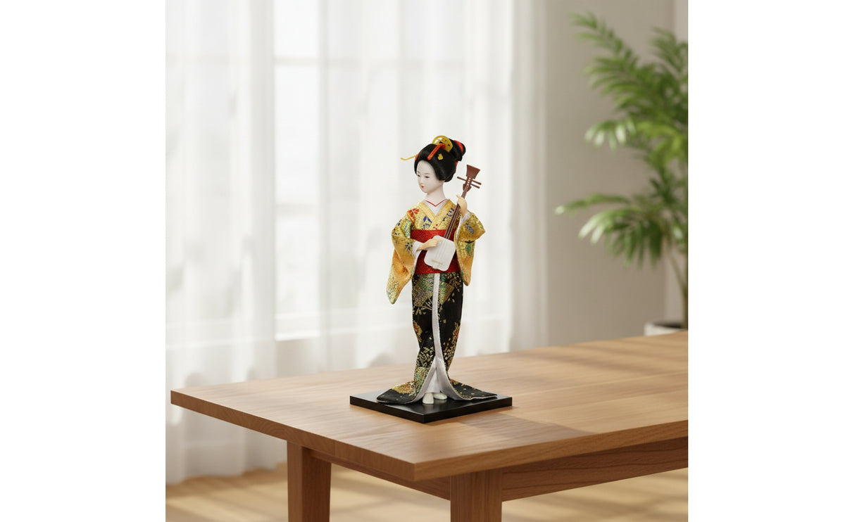 Geisha Figurine with Shamisen Decorative Geisha Doll Oriental Japanese   Figurine for Collectors