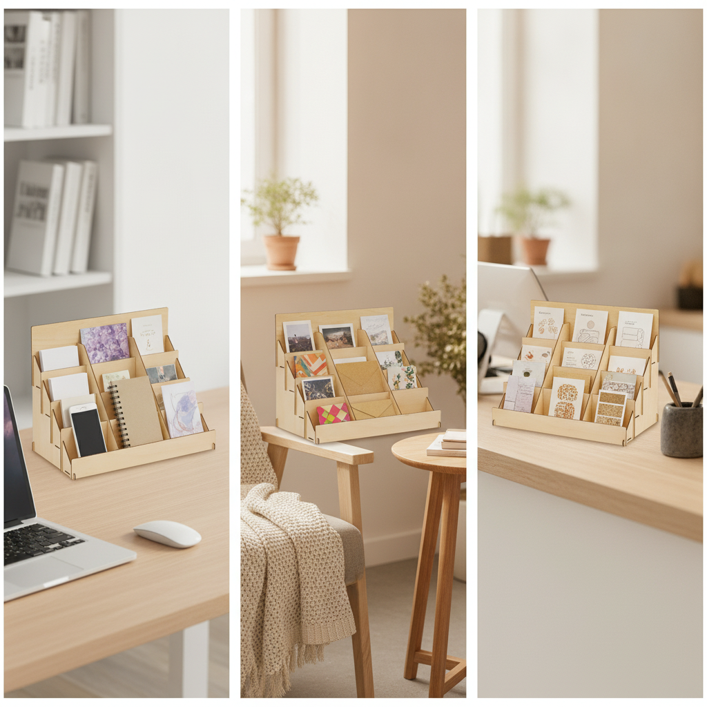 Wooden DIY Desktop Organizer Rack for Phone Storage and Model Tools