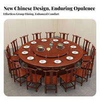 Electric Rotating Hot Pot Table Solid Wood Construction Restaurant Banquet Table Built-in Induction Cooktops Chinese Design Wooden Dining Set