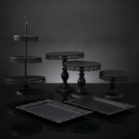 7 Pieces Dessert Table Display Tiered Three-Tier Stand Loop Handle Ornate Serving Pieces for Brides