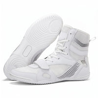 Highhigh-Top Athletic Shoes Breathable Mesh Boxing Shoes Hook-and-Loop Strap Sports Footwear