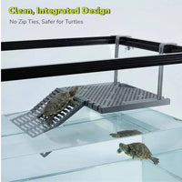 Turtle Basking Platform with Ramp Adjustable Hanging Turtle Platform with Suction Cups for Reptile Keepers