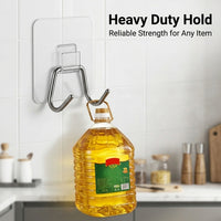 Waterproof Stainless Steel Hook Rack for Kitchen and Bathroom, Wall Mounted No Drill for Students