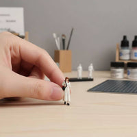 White Dress Female Figurine Hand-Painted Resin Miniature Figurine Resin Miniature Person Realistic Texture Miniature Scene