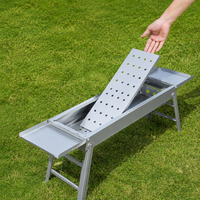 Foldable Charcoal Grill, Portable Camping Grill for 3-7 People, Suitcase Grill with Grill Grate, 88.5x23x29.5cm