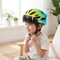Adjustable Cycle Helmet with Tail Light Vented Bike Helmet with Visor Cooling Lightweight for Children, Adolescents